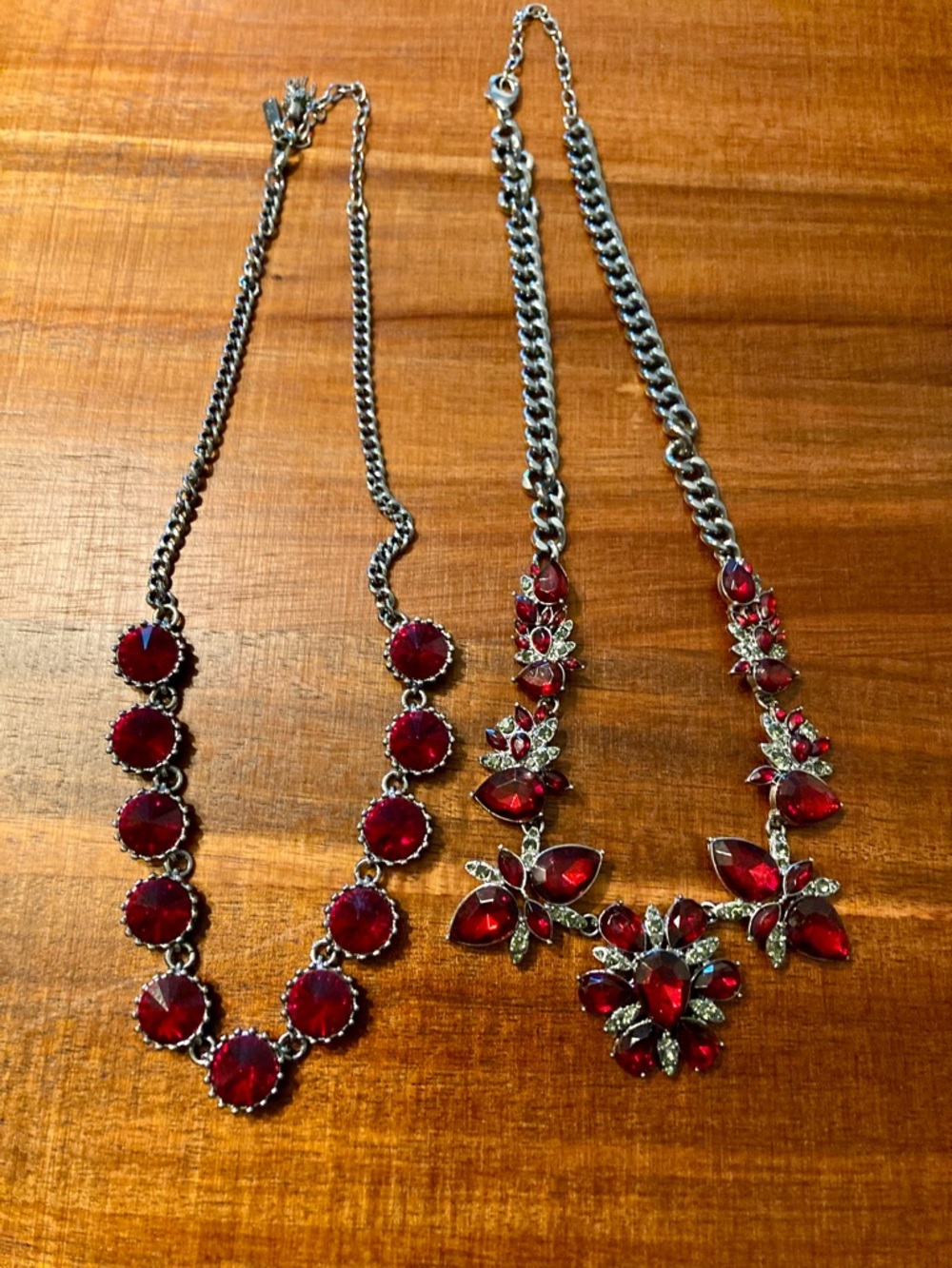 Set of Red and Gunmetal Necklaces